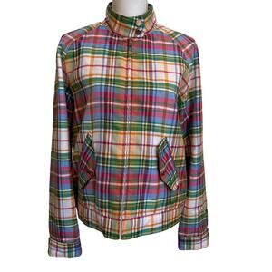 Ralph Lauren LR Active Windbreaker Jacket Womens Large Green Multi Plaid